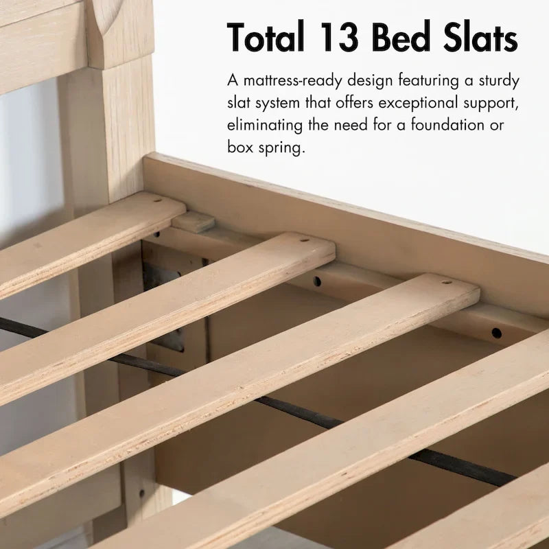 Furniture of America Drayden Transitional Oak Solid Wood 2-Piece Bed and Nightstand Bedroom Set