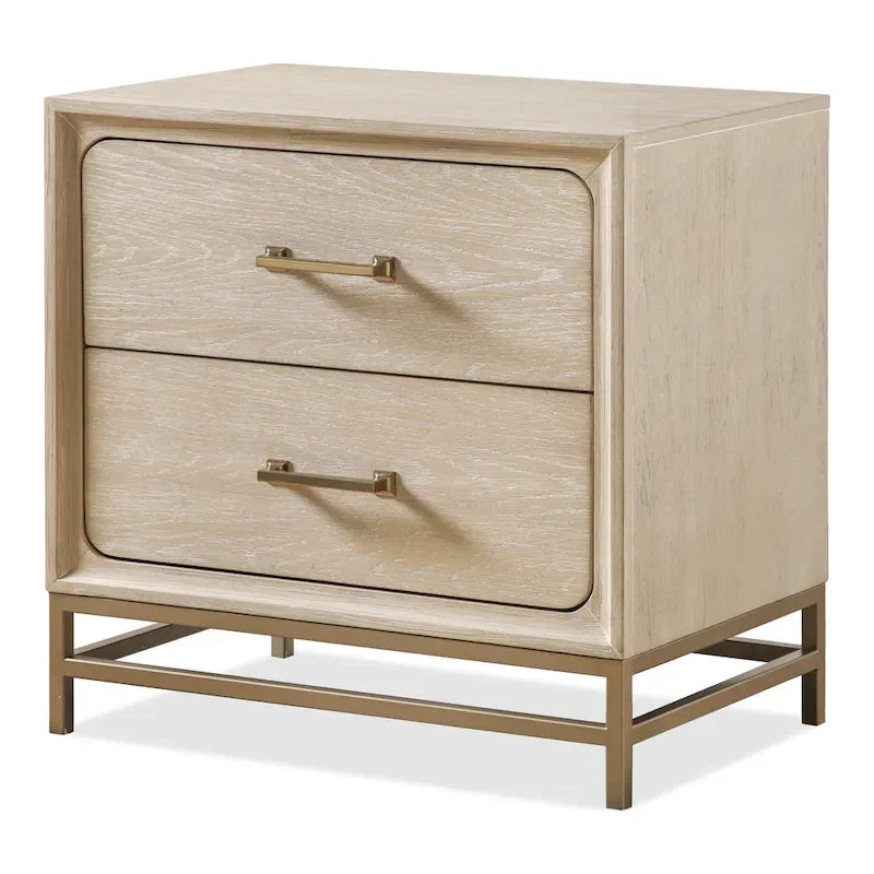 Furniture of America Drayden Transitional Oak Solid Wood 2-Piece Bed and Nightstand Bedroom Set