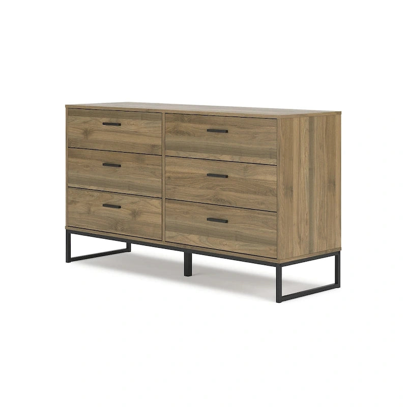 Signature Design by Ashley Deanlow Honey Panel Headboard with Dresser and Nightstand