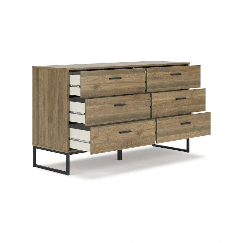 Signature Design by Ashley Deanlow Honey Panel Headboard with Dresser and Nightstand