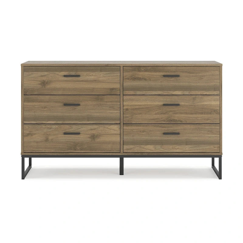 Signature Design by Ashley Deanlow Honey Panel Headboard with Dresser and Nightstand