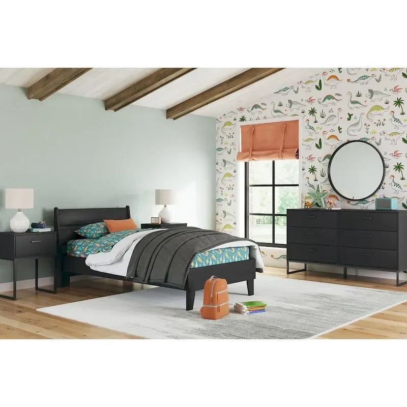 Signature Design by Ashley Socalle Black Panel Headboard with Dresser and Nightstand