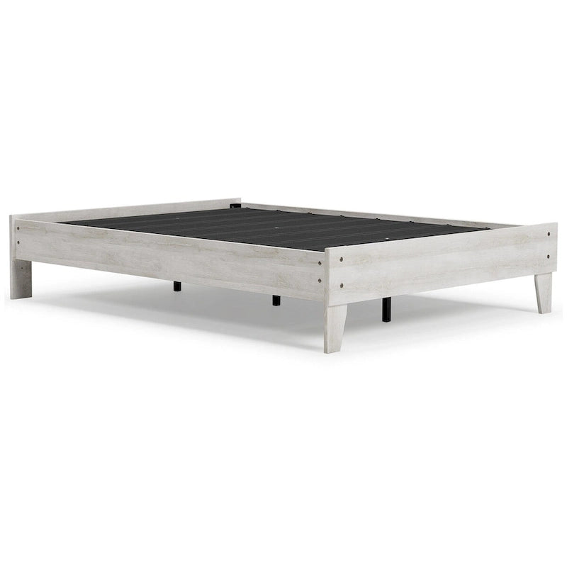 Signature Design by Ashley Shawburn Whitewash Platform Bed with 2 Nightstands