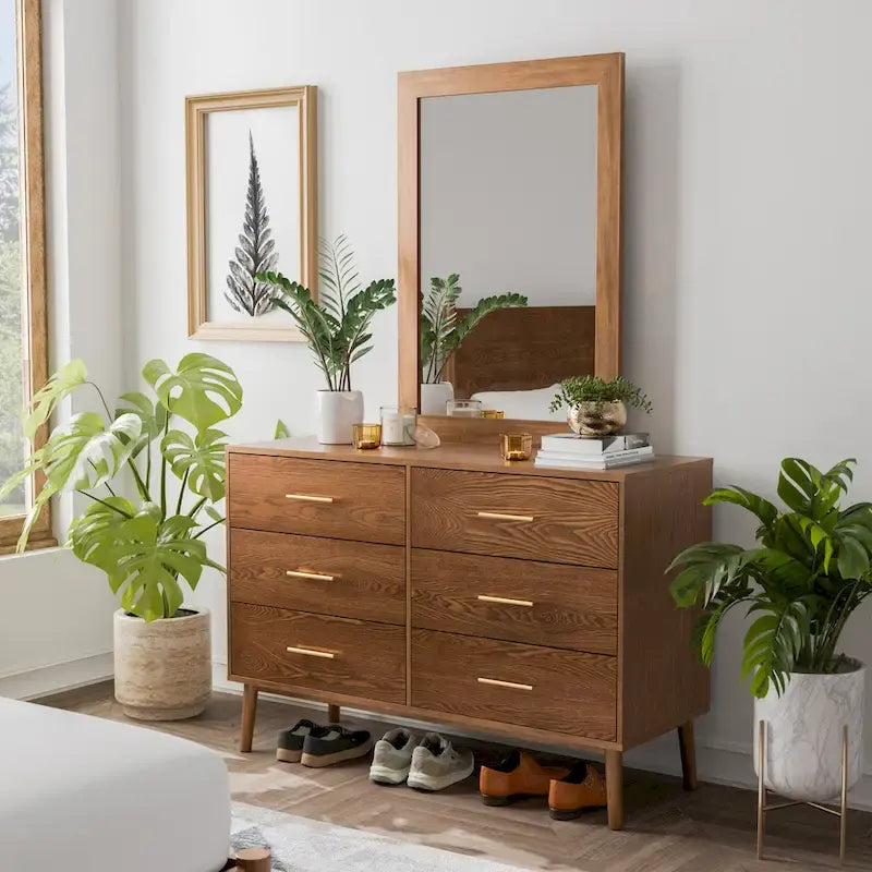Furniture of America Beau Midcentury 5-Piece Walnut Queen Bedroom Set