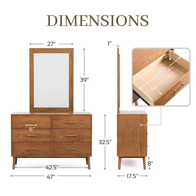 Furniture of America Beau Midcentury 5-Piece Walnut Queen Bedroom Set