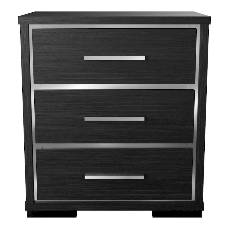 Furniture of America Kastela Contemporary Grey 3-Piece Panel Bed, Nightstand and Dresser Set with LED and USB Ports