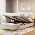Queen Size Upholstered Platform Bed with Storage Ottoman 2-Pieces Bedroom Sets