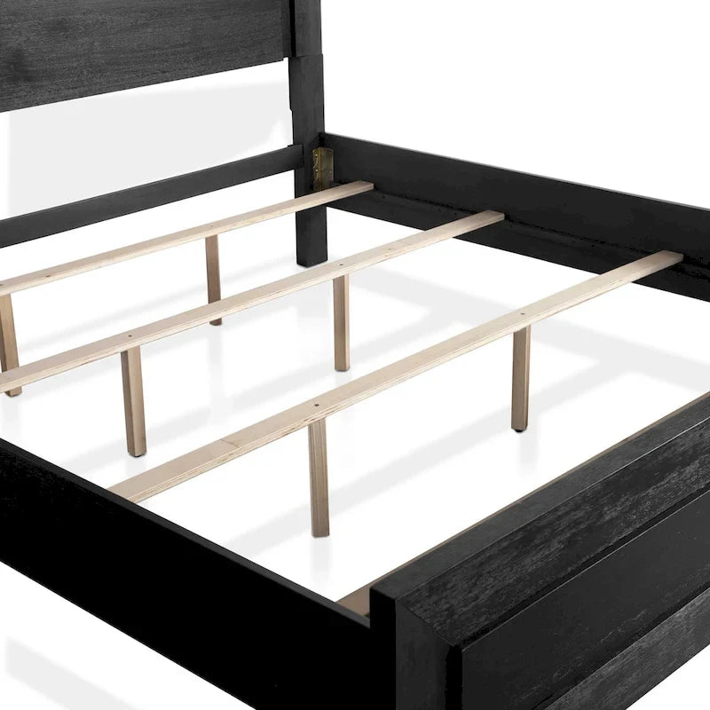 Furniture of America Alaric Modern Black Solid Wood 3-Piece Bed and 2 Nightstand Bedroom Set With LED Headboard