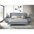 Roundhill Furniture Mavela Wide Wale Corduroy Upholstery Bed with 2 Nightstands, Blue