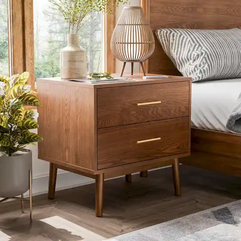 Furniture of America Beau Midcentury 3-Piece Boucle Wingback Low Profile Bedroom Set