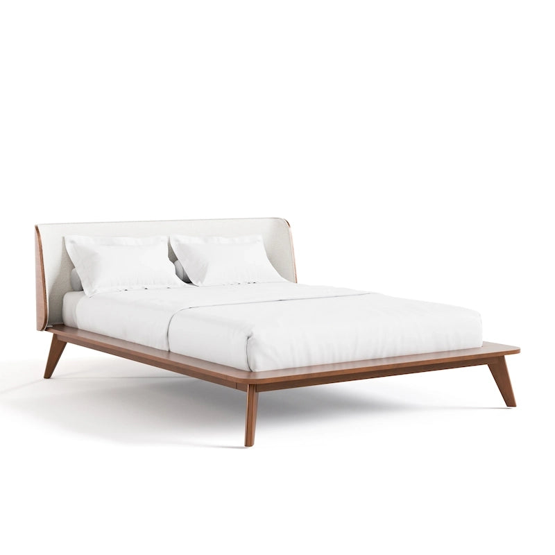 Furniture of America Beau Midcentury 3-Piece Boucle Wingback Low Profile Bedroom Set