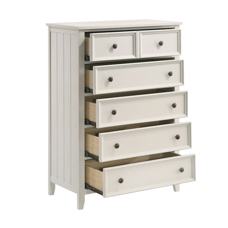Classic 3pc Bedroom White Finish Bed Chest Nightstand Set