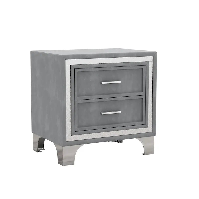 3-Pieces Bedroom Sets with Queen Size Upholstered Platform Bed and Two Nightstands