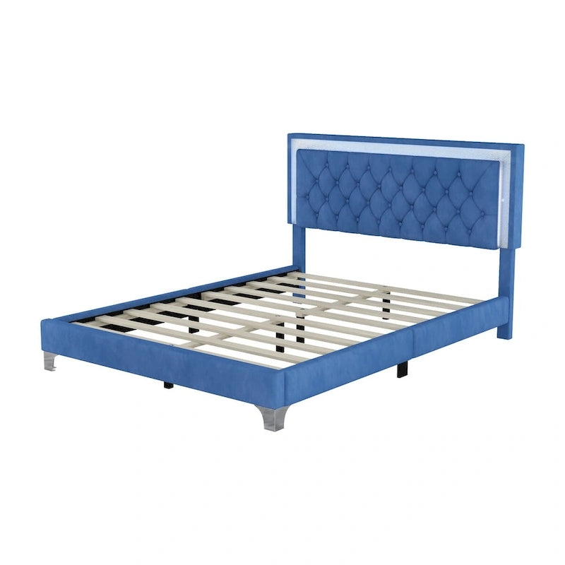 3-Pieces Bedroom Sets with Queen Size Upholstered Platform Bed and Two Nightstands