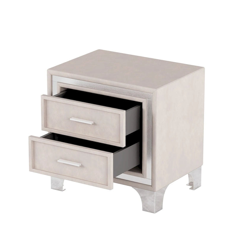 3-Pieces Bedroom Sets with Queen Size Upholstered Platform Bed and Two Nightstands