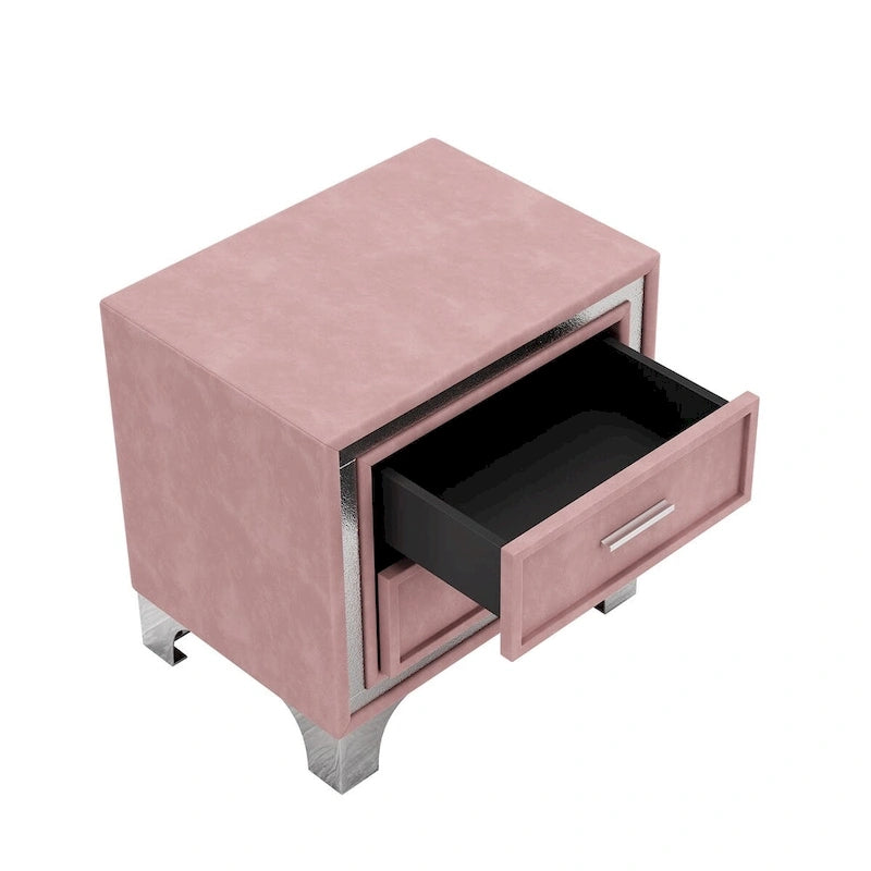 3-Pieces Bedroom Sets with Queen Size Upholstered Platform Bed and Two Nightstands