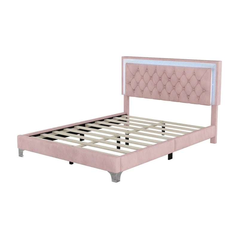 3-Pieces Bedroom Sets with Queen Size Upholstered Platform Bed and Two Nightstands