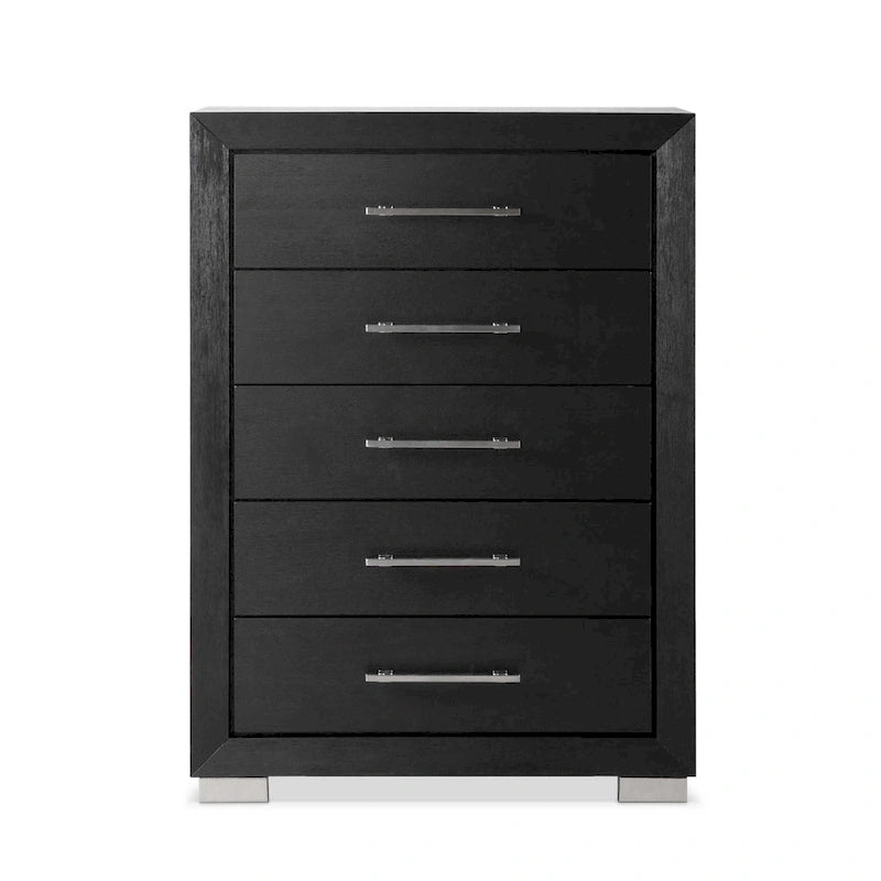 Furniture of America Alaric Modern Black Solid Wood 6-Piece King Bedroom Set Cedar-Lined Bottom Drawer