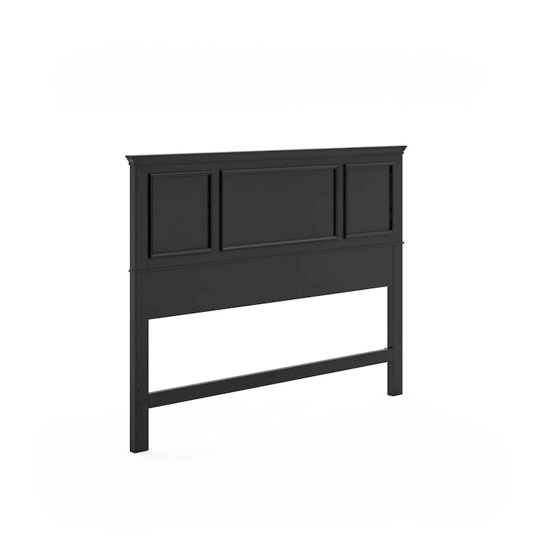 Homestyles Bedford 3-Piece Black Wood Queen Bed, Two Nightstands and Chest Set