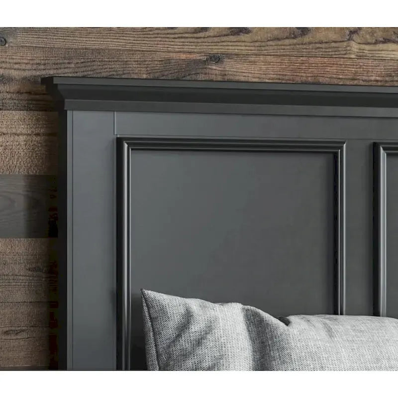 Homestyles Bedford 3-Piece Black Wood Queen Bed, Two Nightstands and Chest Set