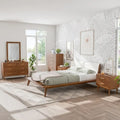 Furniture of America Beau Midcentury 6-Piece Boucle Wingback Queen Low Profile Bedroom Set