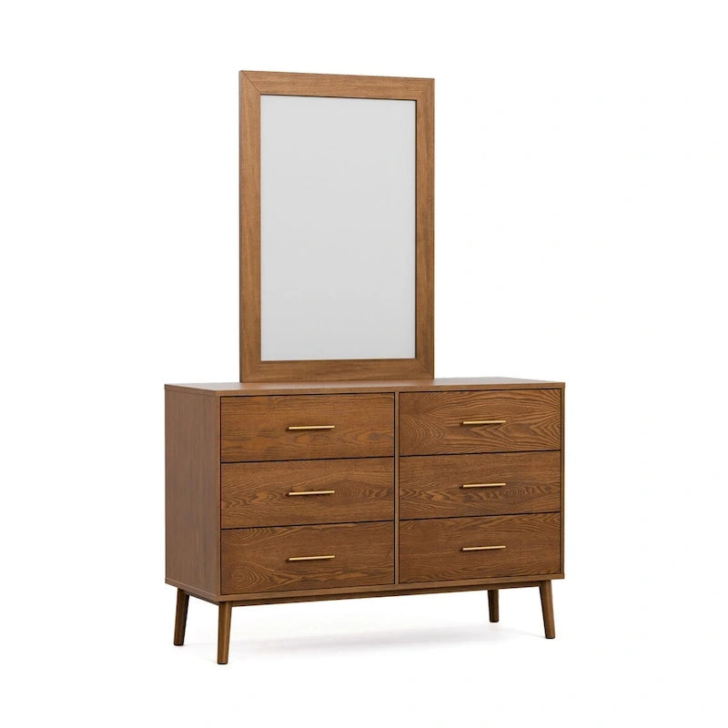 Furniture of America Beau Midcentury 6-Piece Boucle Wingback Queen Low Profile Bedroom Set