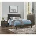 Contemporary Bedroom Set 3pc Bed Nightstand Chest Dark Gray Finish