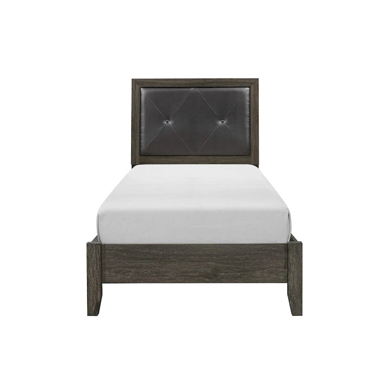 Contemporary Bedroom Set 3pc Bed Nightstand Chest Dark Gray Finish
