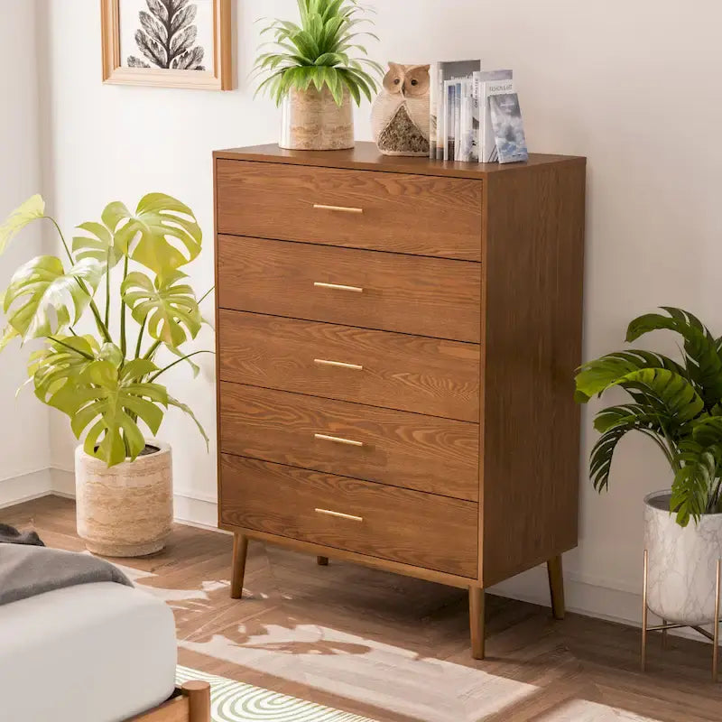 Furniture of America Beau Midcentury 6-Piece Walnut Queen Bedroom Set