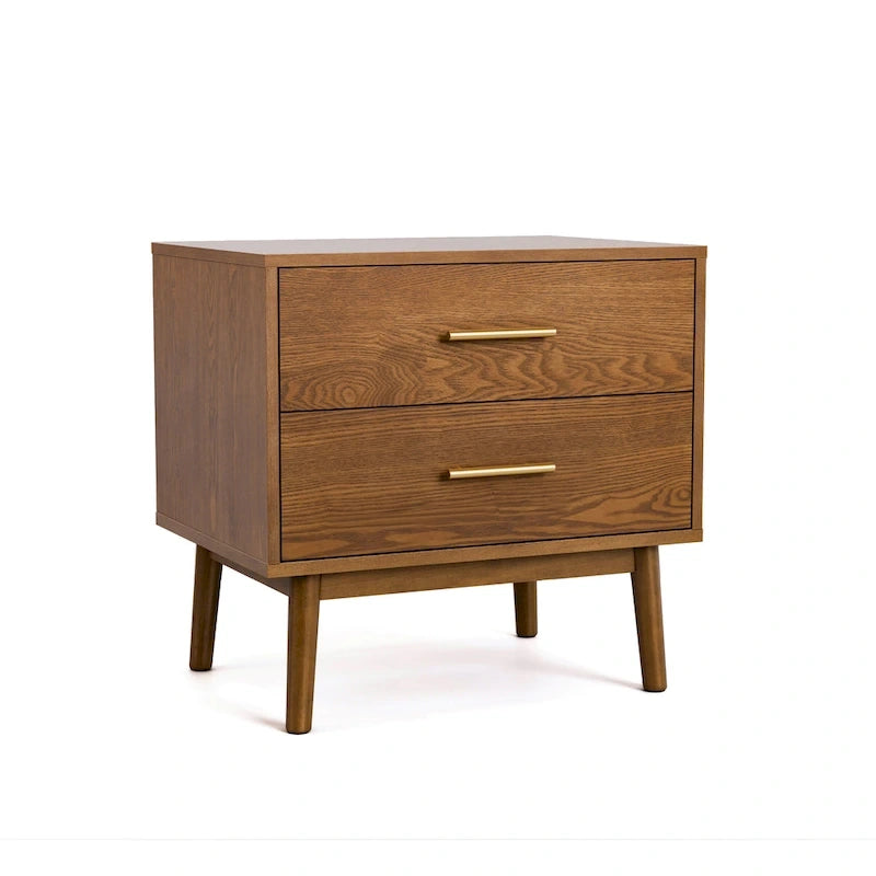 Furniture of America Beau Midcentury 5-Piece Walnut Low Profile Queen Bedroom Set
