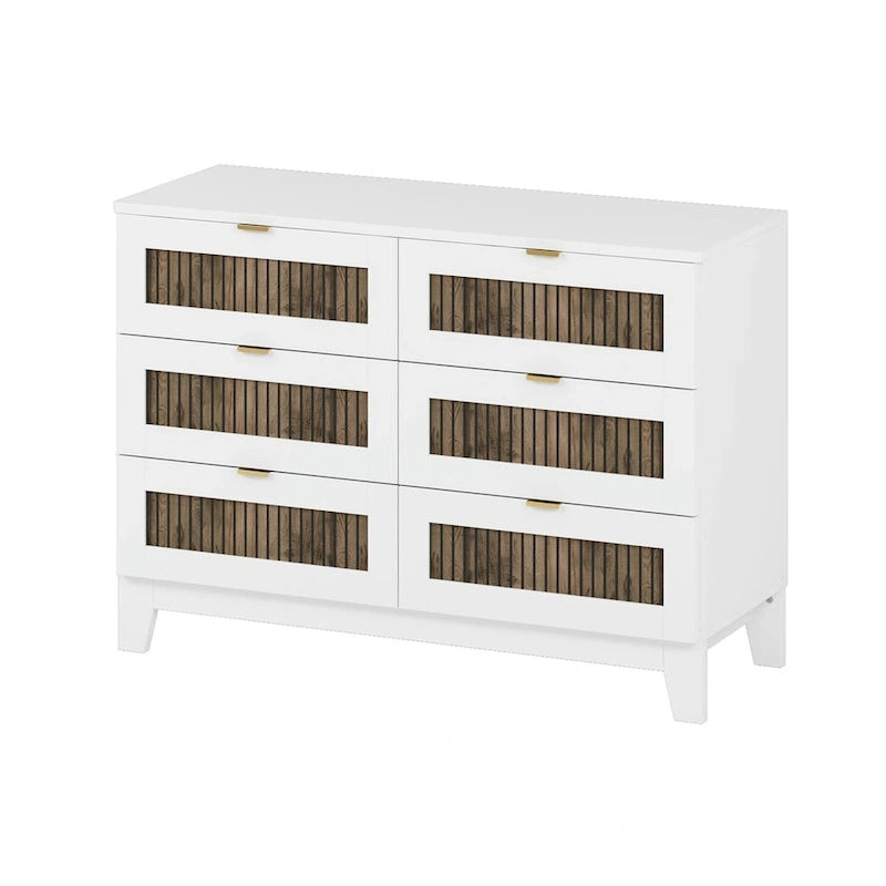 4-Piece Bedroom Set: Farmhouse Platform Bed, Nightstand, and Dresser with Metal Handles