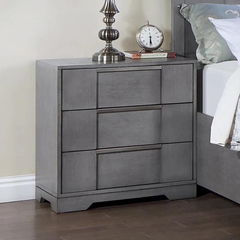Furniture of America Tona Contemporary 3-Piece Grey Wood Storage Platform Bedroom Set with LED Lights