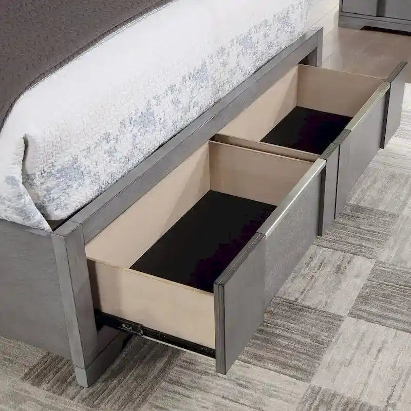 Furniture of America Tona Contemporary 3-Piece Grey Wood Storage Platform Bedroom Set with LED Lights