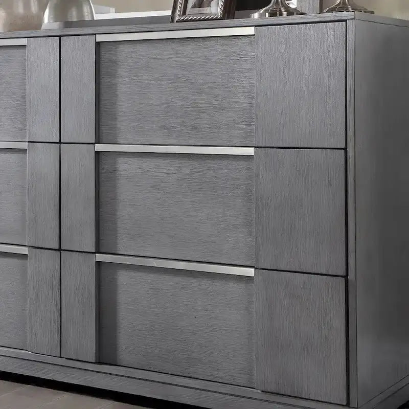 Furniture of America Tona Contemporary 6-Piece Grey Wood Storage Platform Bedroom Set with LED Lights