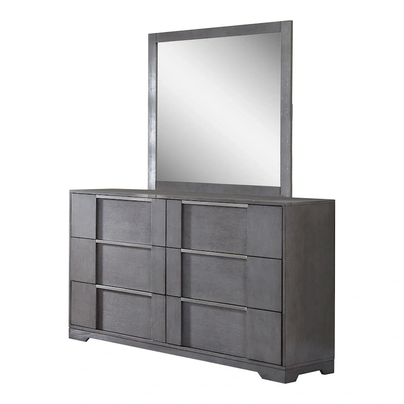 Furniture of America Tona Contemporary 6-Piece Grey Wood Storage Platform Bedroom Set with LED Lights