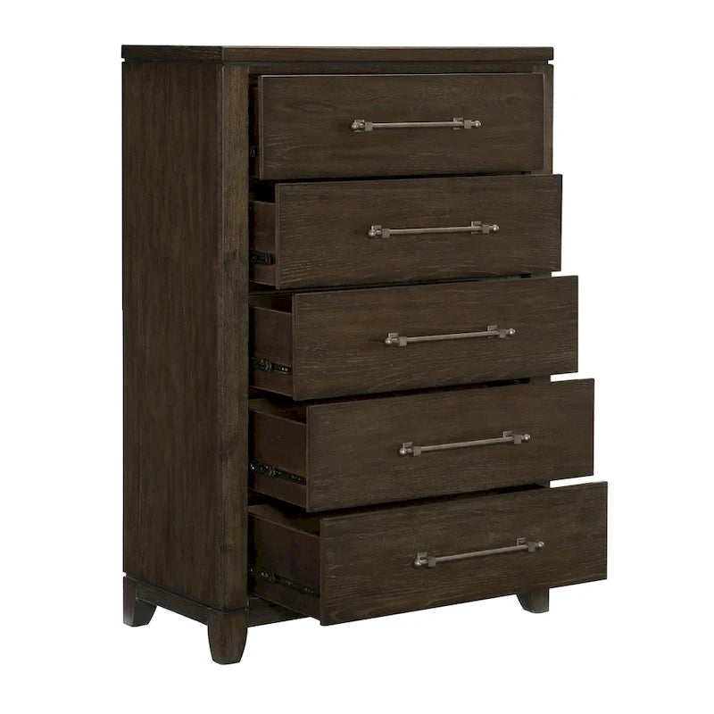 Modern Contemporary Dark Brown 3pc Bedroom Set Bed Nightstand Chest