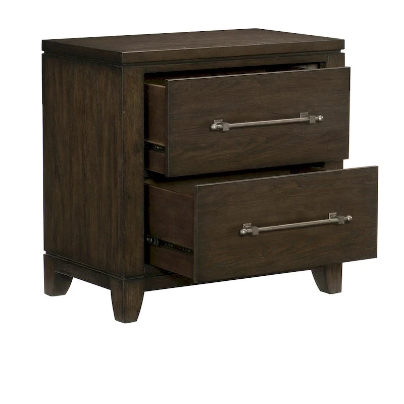 Modern Contemporary Dark Brown 3pc Bedroom Set Bed Nightstand Chest