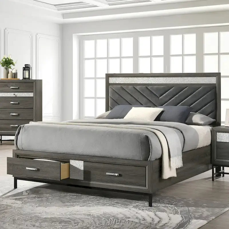 Furniture of America Heinisk Contemporary Grey 6-Piece Platform Bedroom Set