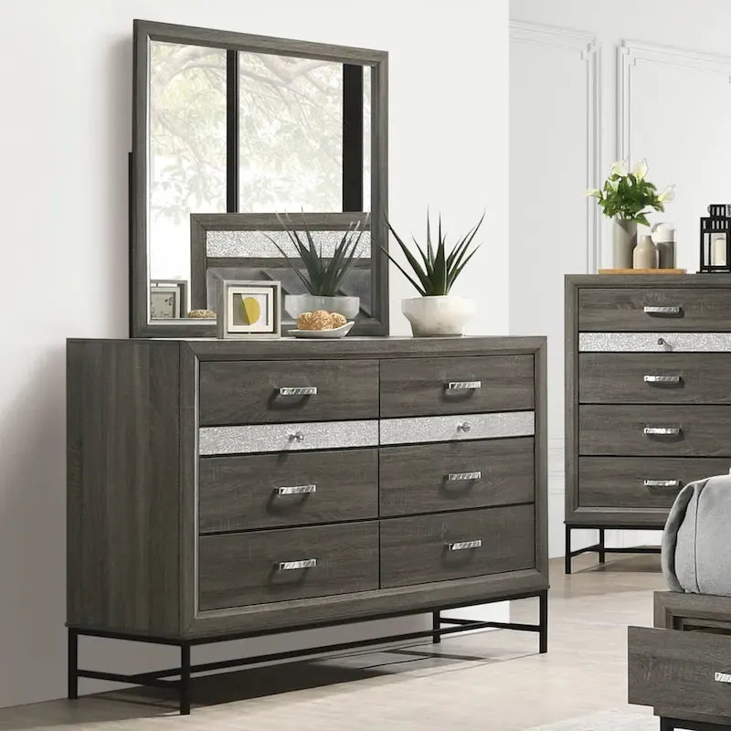 Furniture of America Heinisk Contemporary Grey 6-Piece Platform Bedroom Set