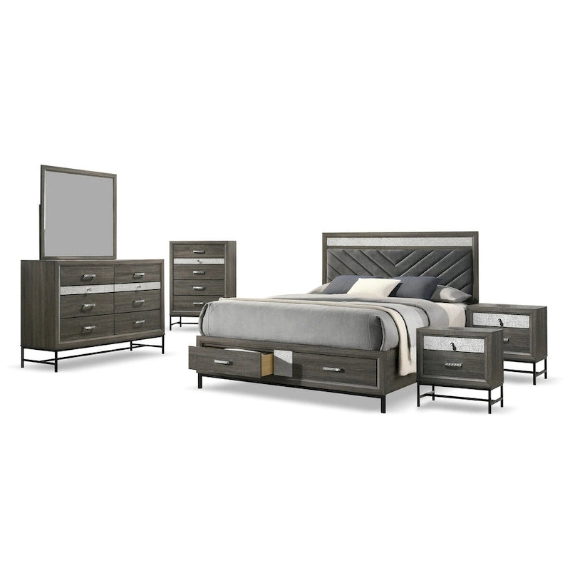 Furniture of America Heinisk Contemporary Grey 6-Piece Platform Bedroom Set
