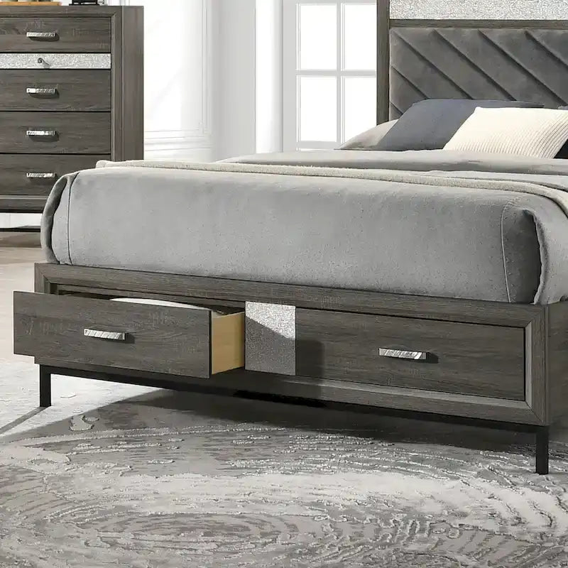 Furniture of America Heinisk Contemporary Grey 3-Piece Platform Bedroom Set