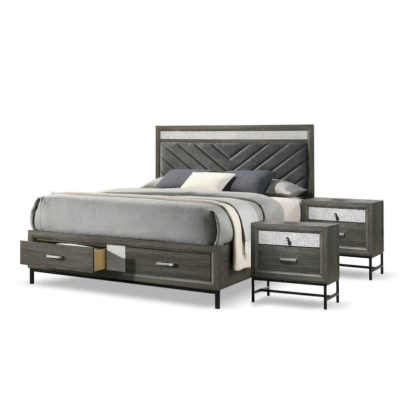 Furniture of America Heinisk Contemporary Grey 3-Piece Platform Bedroom Set