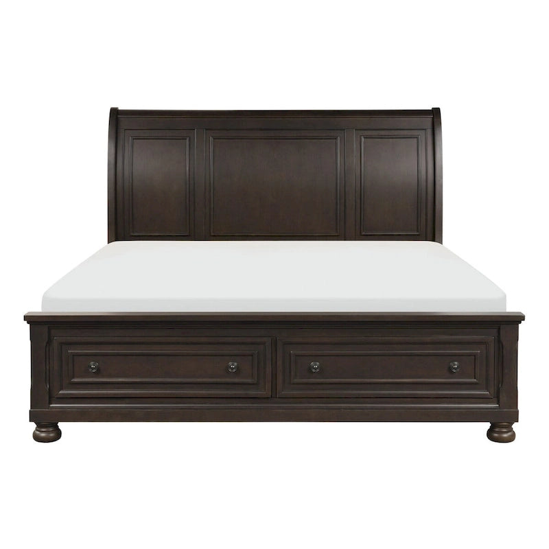 Grayish Brown 3pc Bedroom Set Platform Storage Bed and Two Nightstands