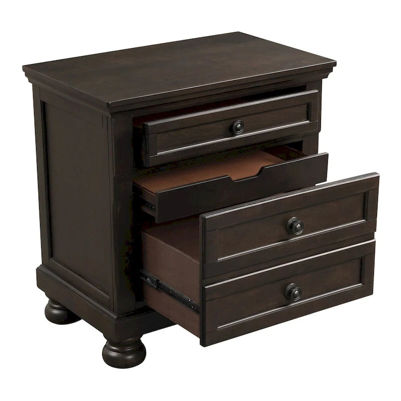 Grayish Brown 3pc Bedroom Set Platform Storage Bed and Two Nightstands