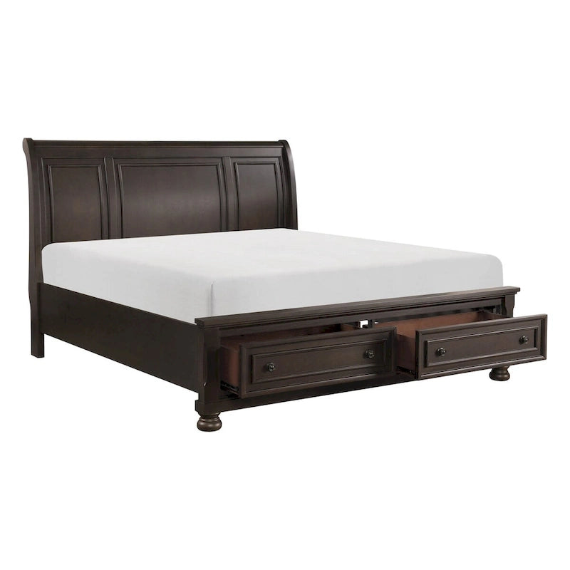 Grayish Brown 3pc Bedroom Set Platform Storage Bed and Two Nightstands