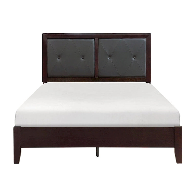 5pc Bedroom Set Espresso Finish Bed Nightstand Dresser Mirror Chest