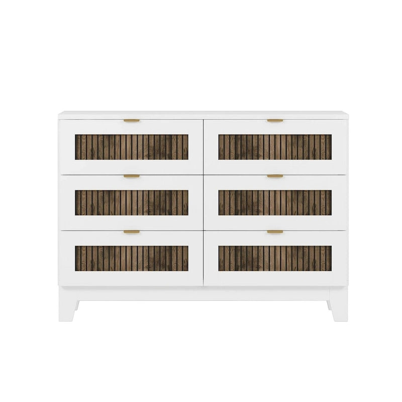 4-Pieces Bedroom Sets,Full Size Farmhouse Platform Bed with Wooden Strip Decoration,Storage Nightstand and Dresser
