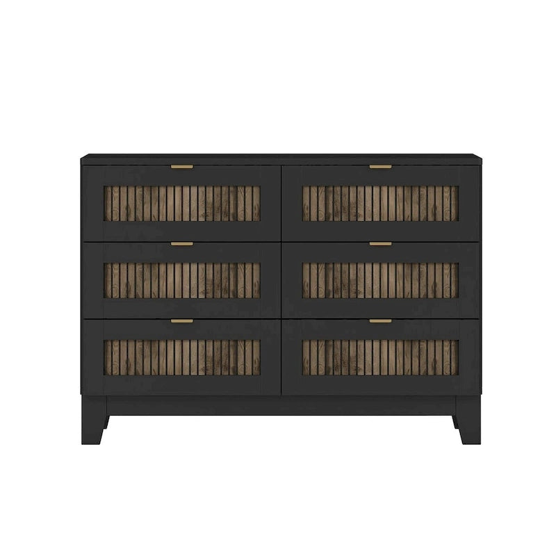 4-Pieces Bedroom Sets,Full Size Farmhouse Platform Bed with Wooden Strip Decoration,Storage Nightstand and Dresser